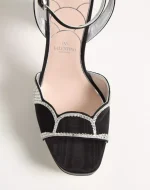 Valentino Bowow Platform Sandal In Moiré Fabric With Crystals 115Mm - Image 3